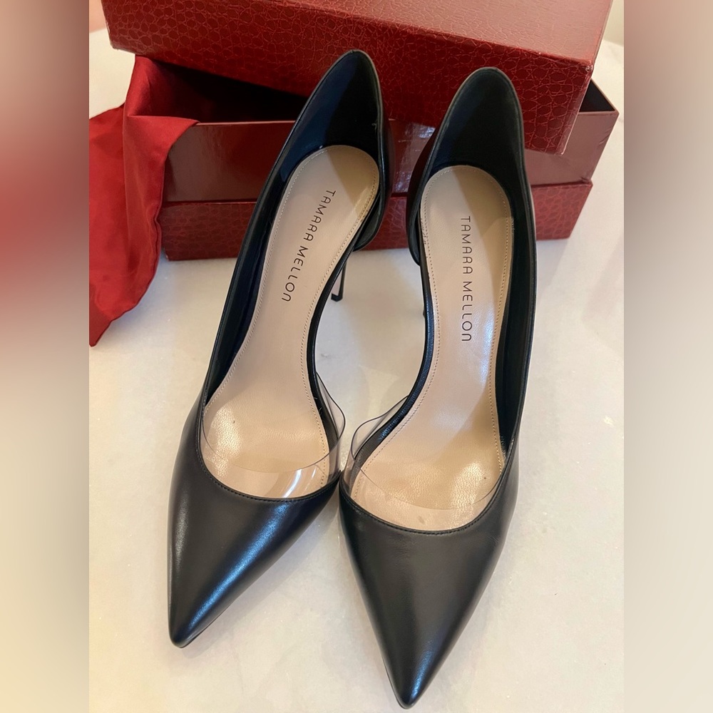 Tamara Mellon Siren 90 Black Nappa Leather Heels Brand New Size 40 UN $295